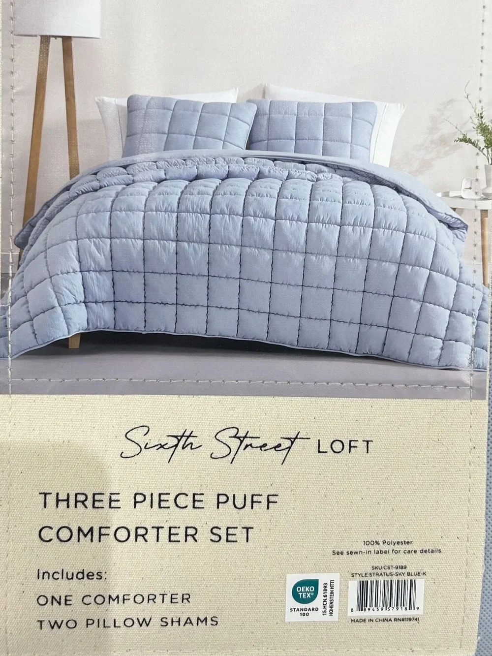 Sixth Street Loft Sky Blue 3 Piece King Comforter Set 104”x90”